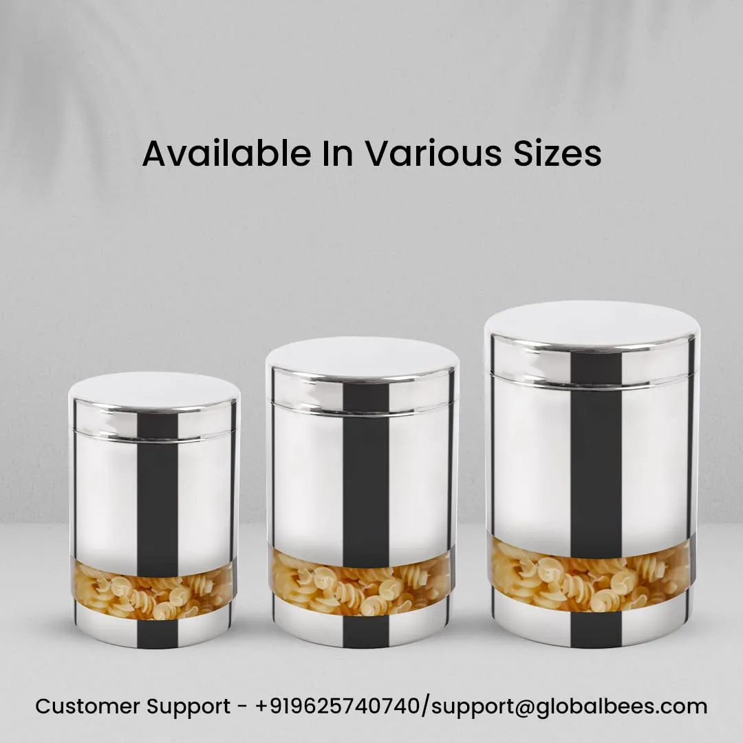 USHA SHRIRAM Stainless Steel Containers For Kitchen | Kitchen Storage Container | Canister | Kitchen Storage Organiser | Dabba For Kitchen | Rust Proof | Multi Purpose Box (Design 1-750ml (4Pcs))