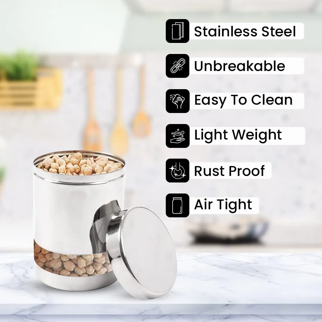 USHA SHRIRAM Stainless Steel Containers For Kitchen | Kitchen Storage Container | Canister | Kitchen Storage Organiser | Dabba For Kitchen | Rust Proof | Multi Purpose Box (Design 1-750ml (4Pcs))