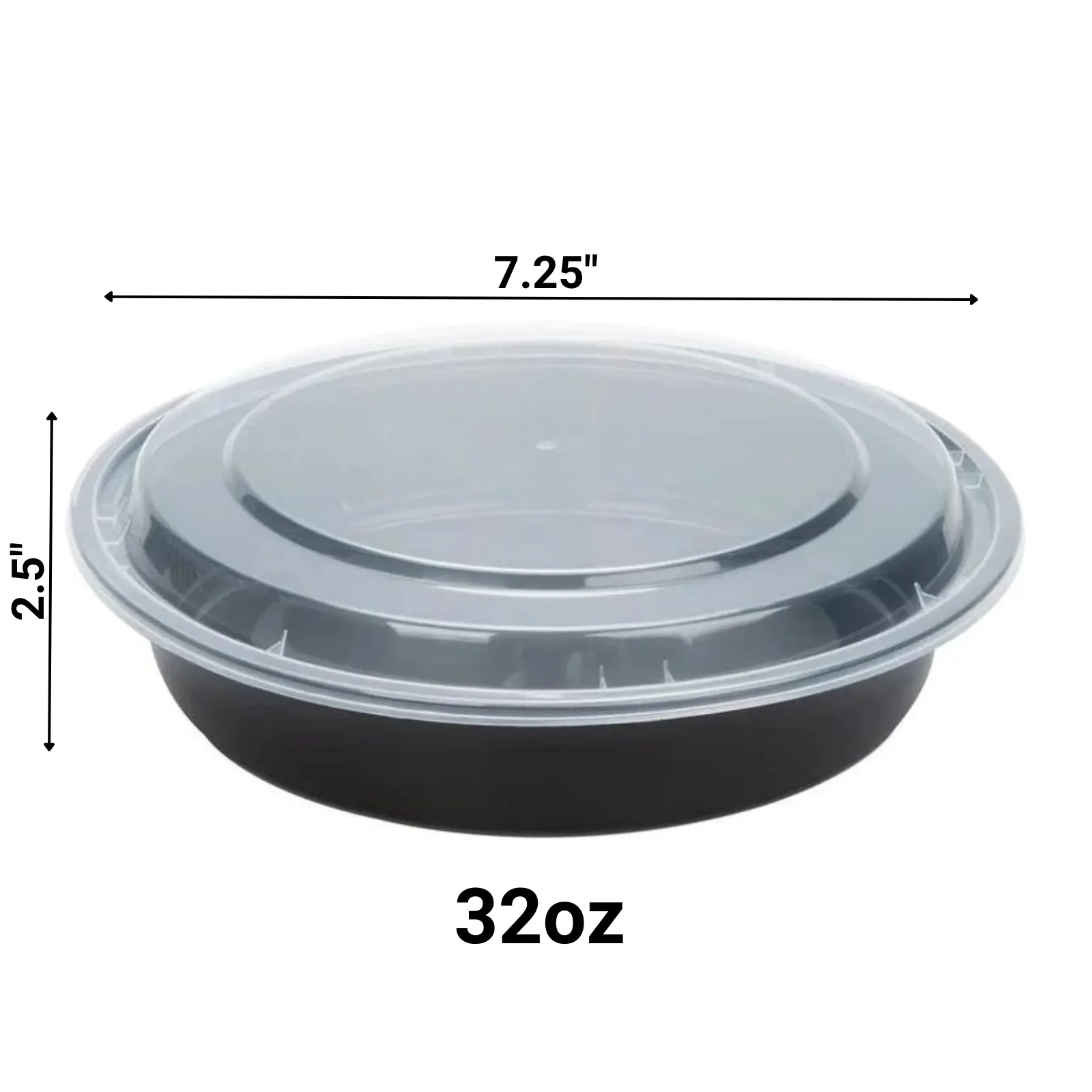 *WHOLESALE*  32oz Black Meal Prep/ Bento Box Container with Clear Lid | 150ct/Case