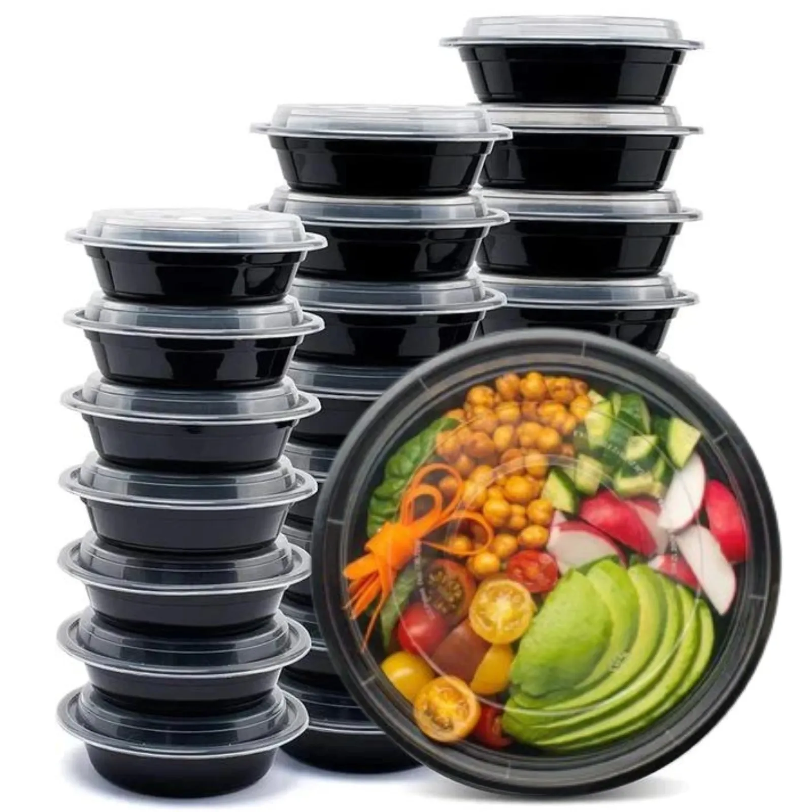 *WHOLESALE*  32oz Black Meal Prep/ Bento Box Container with Clear Lid | 150ct/Case