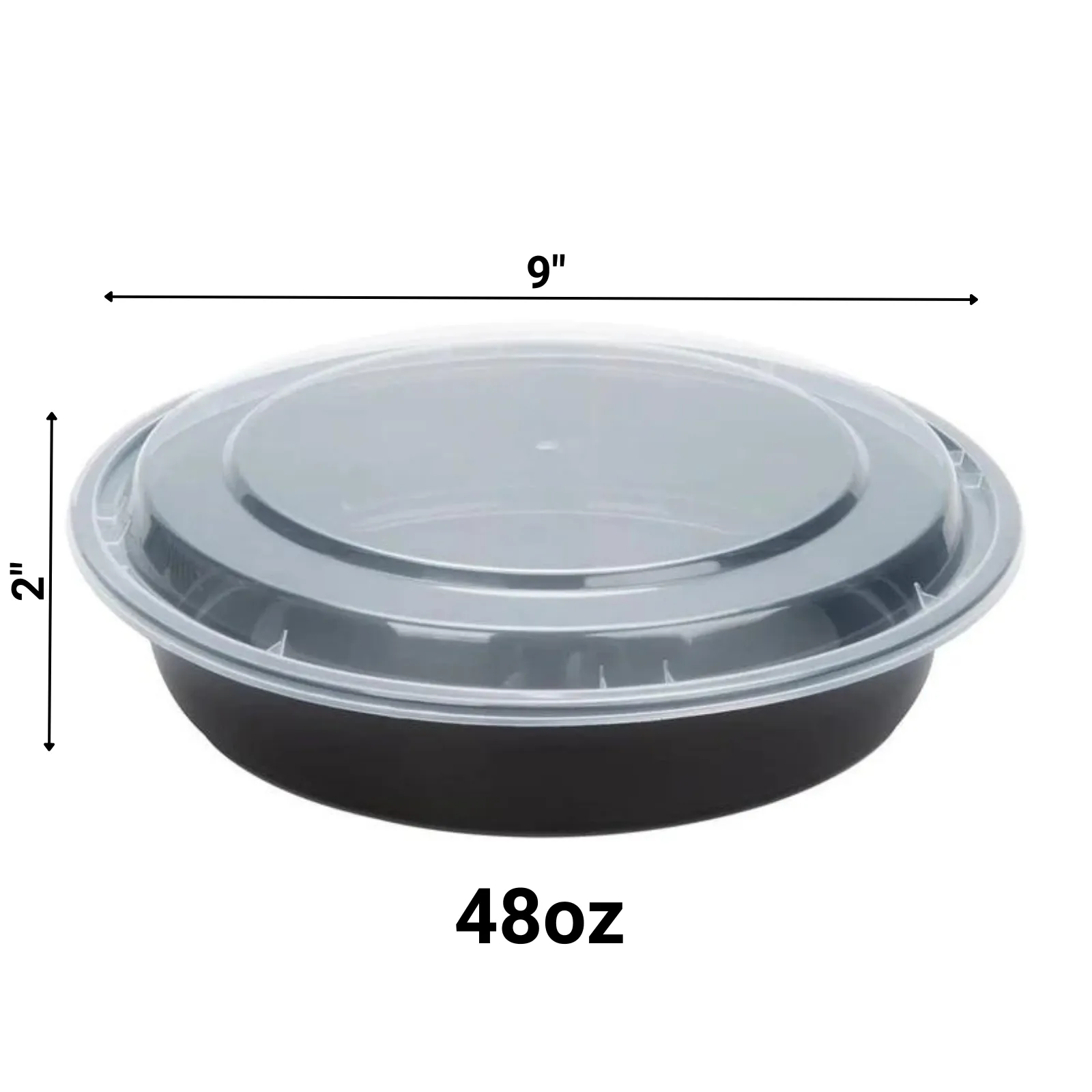 *WHOLESALE*  48oz Black Meal Prep/ Bento Box Container with Clear Lid | 150ct/Case