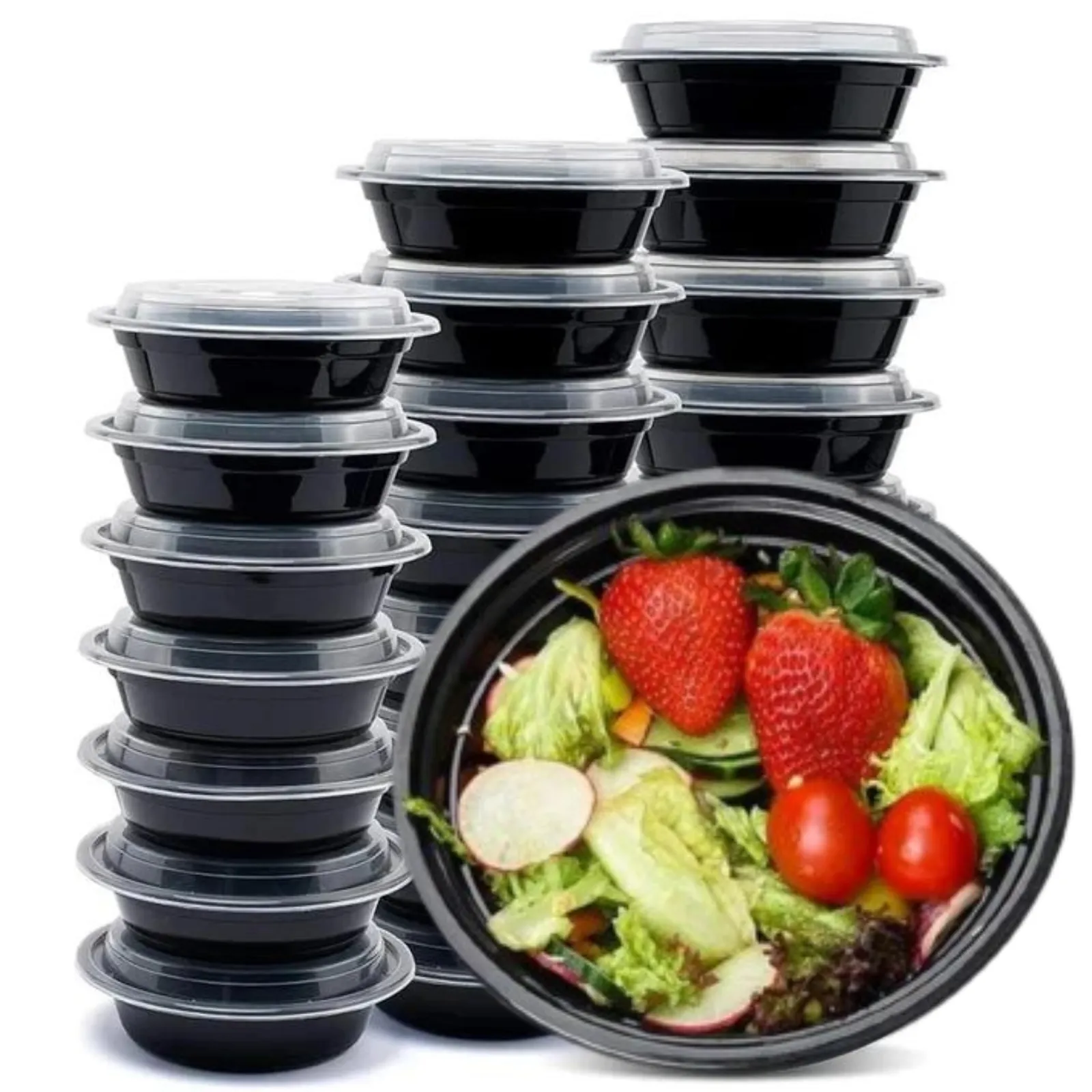 *WHOLESALE*  48oz Black Meal Prep/ Bento Box Container with Clear Lid | 150ct/Case