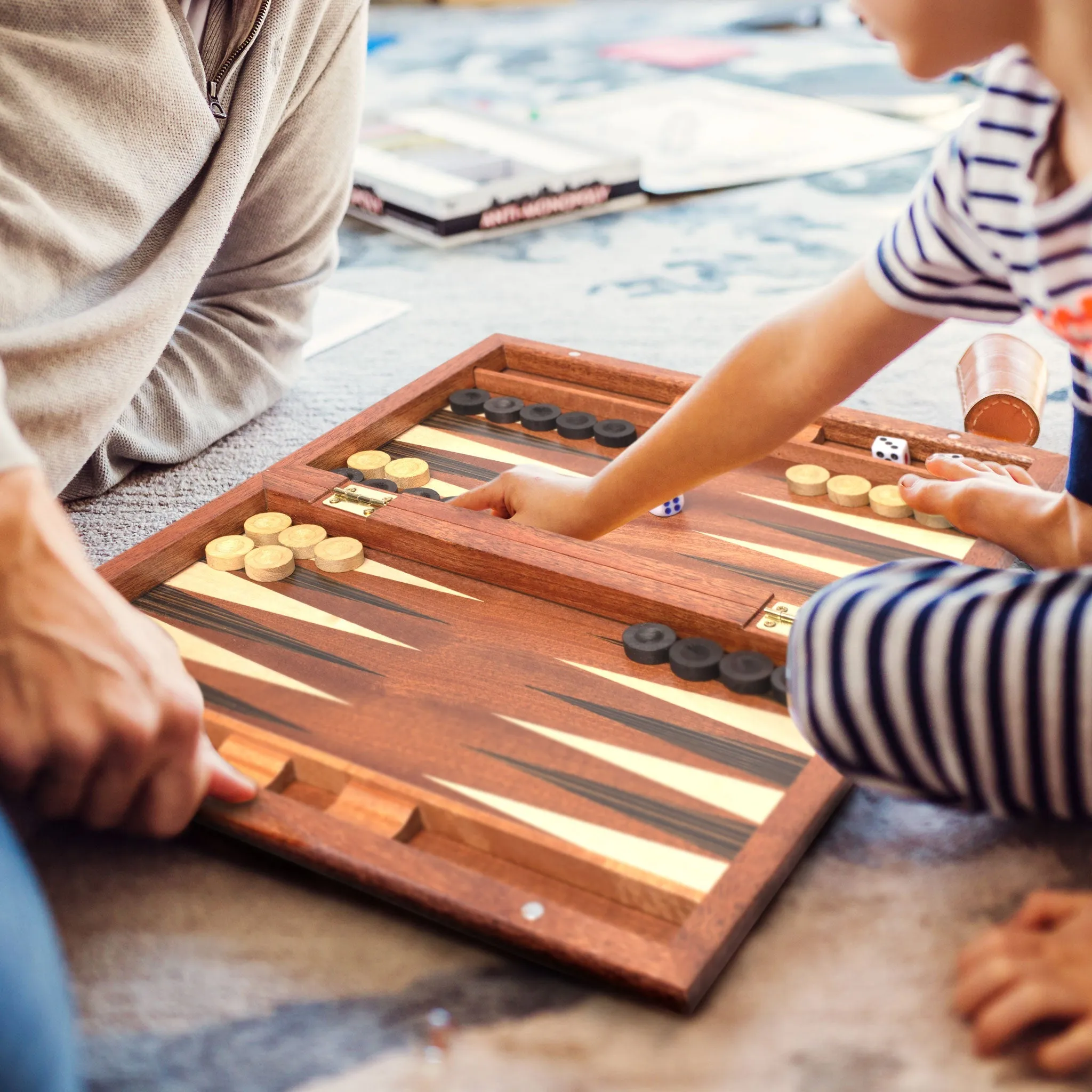 Wooden Inlaid Backgammon Game Set, "Sentinel" - 11"