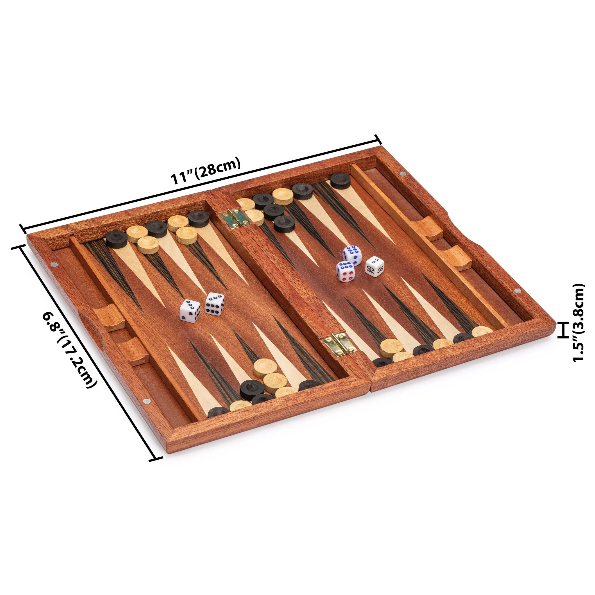 Wooden Inlaid Backgammon Game Set, "Sentinel" - 11"