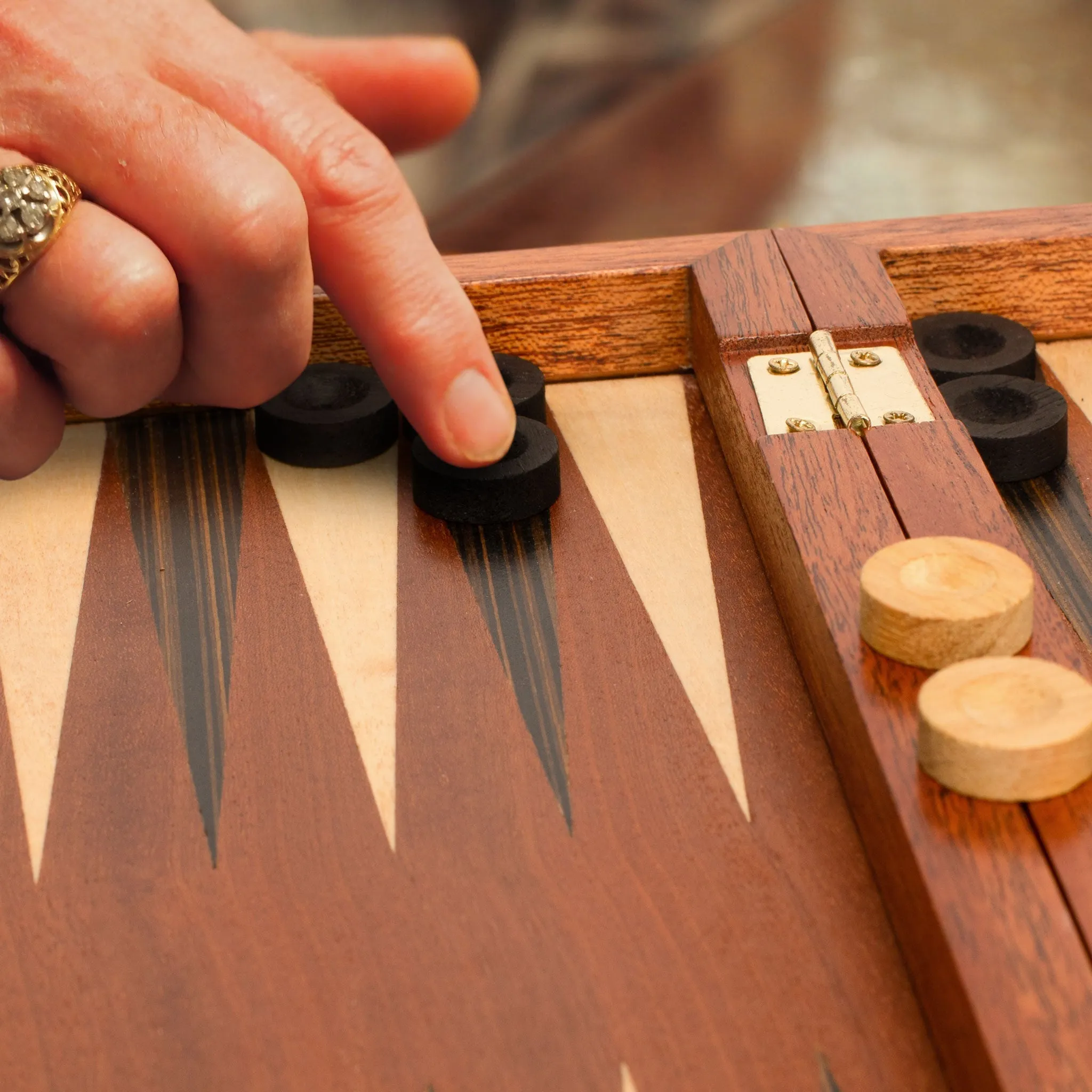 Wooden Inlaid Backgammon Game Set, "Sentinel" - 11"