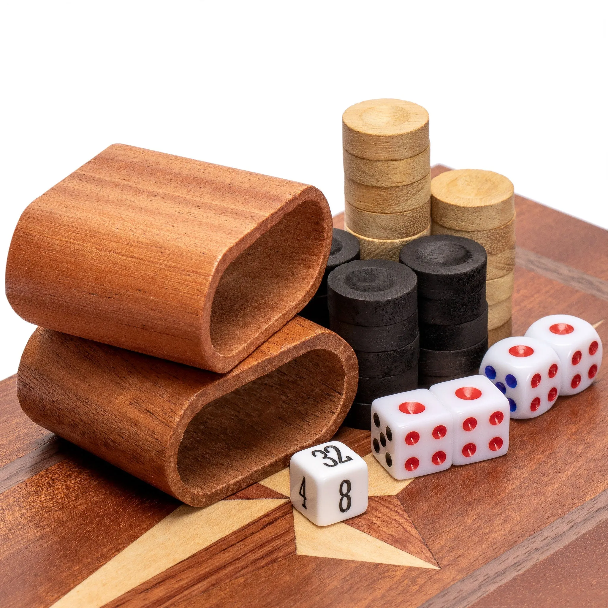 Wooden Inlaid Backgammon Game Set, "Sentinel" - 11"