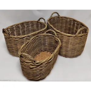 Woodlodge 45cm Small Oval Rattan Log Basket