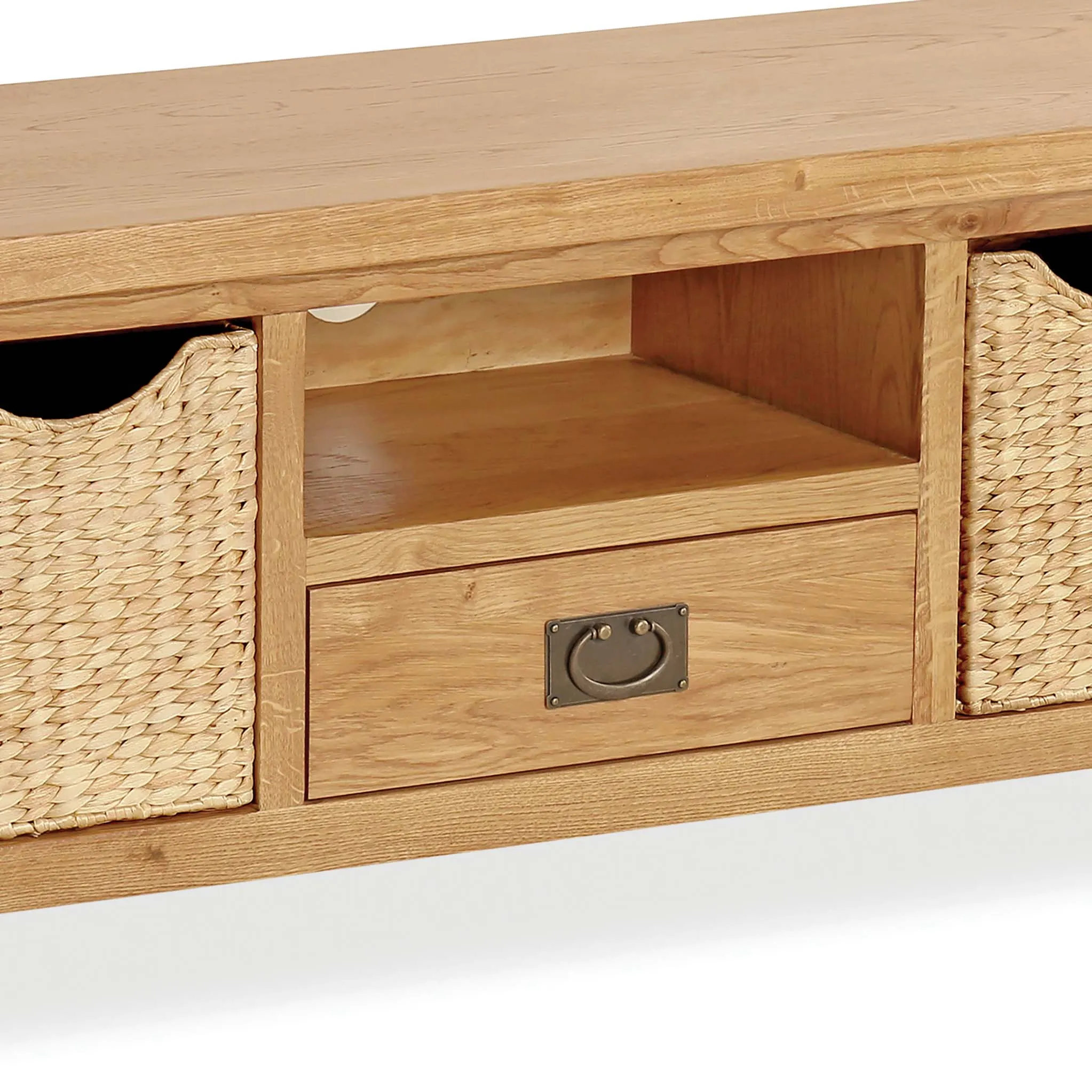 Zelah Oak 120cm TV Stand with Baskets